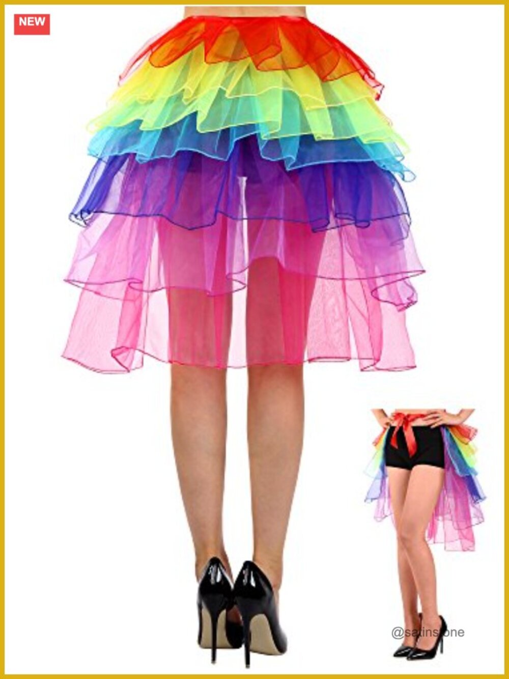 Women's 7-Layer Tulle Rainbow Tutu Skirt